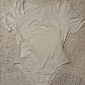 White Square Neck Bodysuit